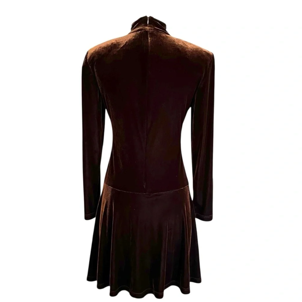 JOSEPH RIBKOFF Vintage Velvet Dress‎ Chocolate Brown Quiet Luxury Glam NWT